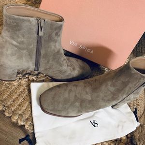 Suede Block Ankle Booties